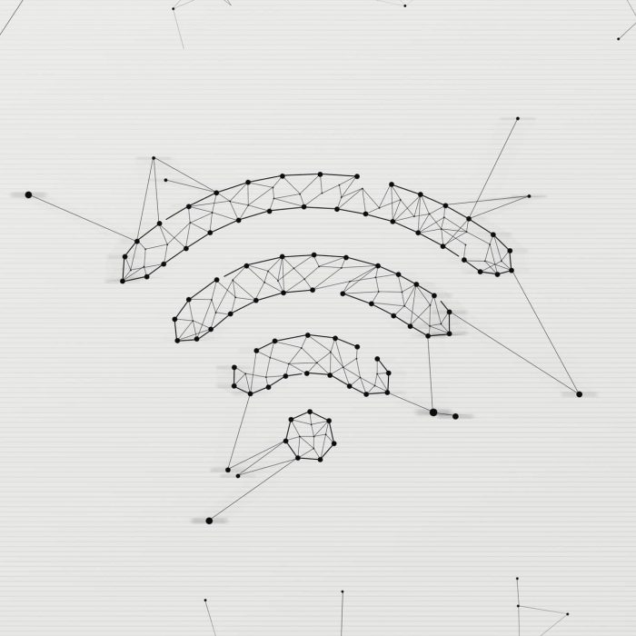 Wifi symbol made in low polygonal style over light background